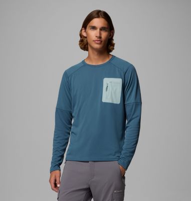 Men's Columbia Tech Long Sleeve Technical Knit Sweatshirt, Color: Everblue, Crushed Blue, image 3