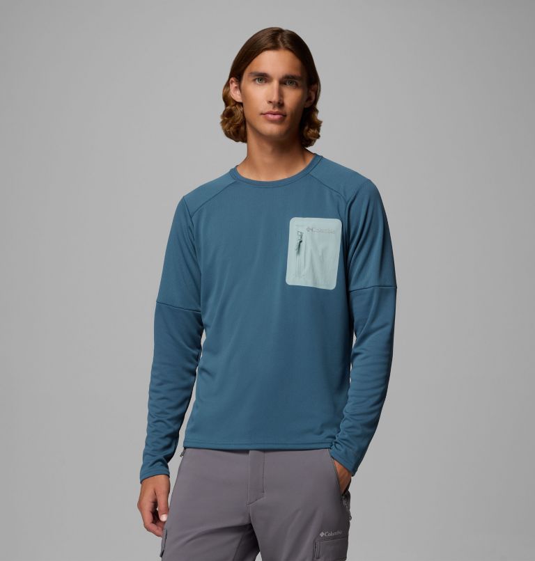 Men's Columbia Tech Long Sleeve Technical Knit Sweatshirt, Color: Everblue, Crushed Blue, image 1