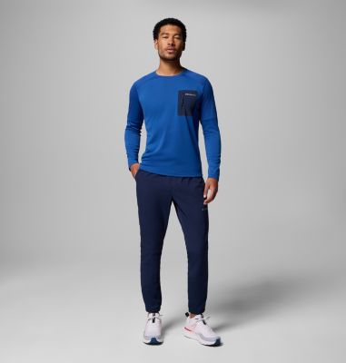 Men's Columbia Tech Long Sleeve Technical Knit Sweatshirt, Color: Mtn Blue, Coll Navy, image 6