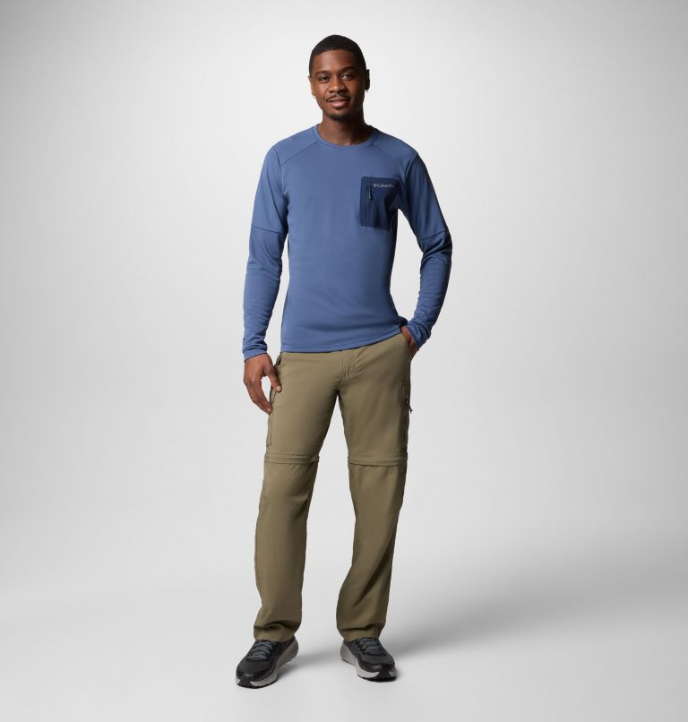 Men's Columbia Tech Long Sleeve Technical Knit Sweatshirt, Color: Dark Mtn, Collegiate Navy, image 2