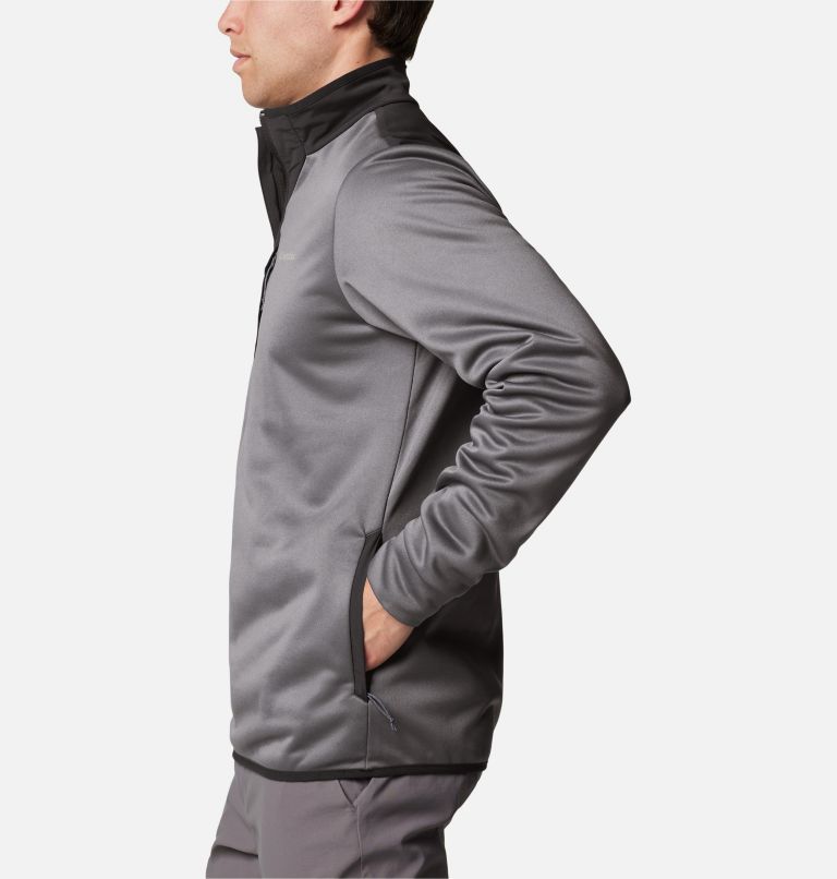 Men's Columbia Tech Fleece Half Zip, Color: City Grey, Black, image 3