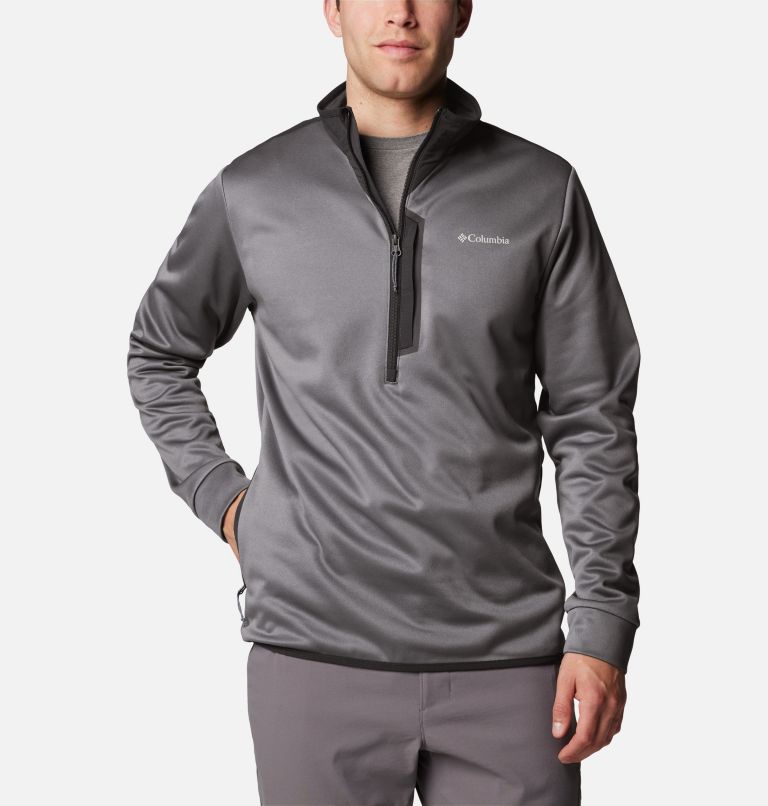 Men's Columbia Tech Fleece Half Zip, Color: City Grey, Black, image 5