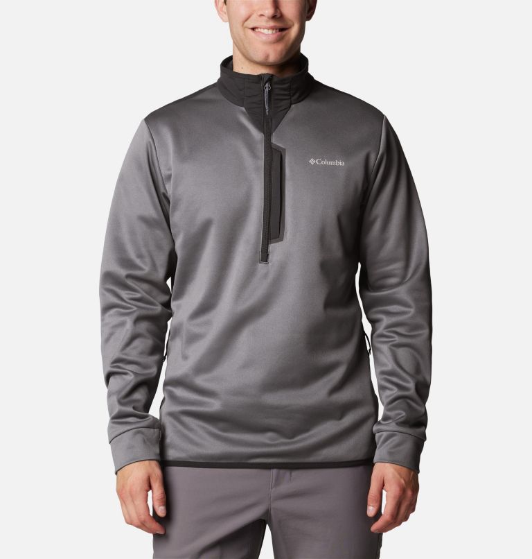 Men's Columbia Tech Fleece Half Zip, Color: City Grey, Black, image 1