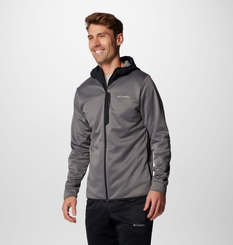 Men's Columbia Tech Fleece Full Zip Hoodie, Color: City Grey, Black, image 4
