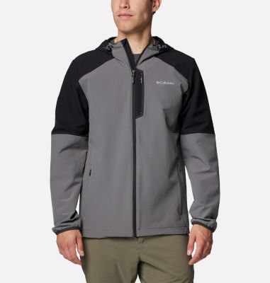 Men's Columbia Tech Softshell Hooded Jacket, Color: City Grey, Black, image 1