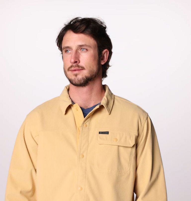 Chemise en velours côtelé Flare Gun pour hommes – Grandes tailles, Color: Light Camel