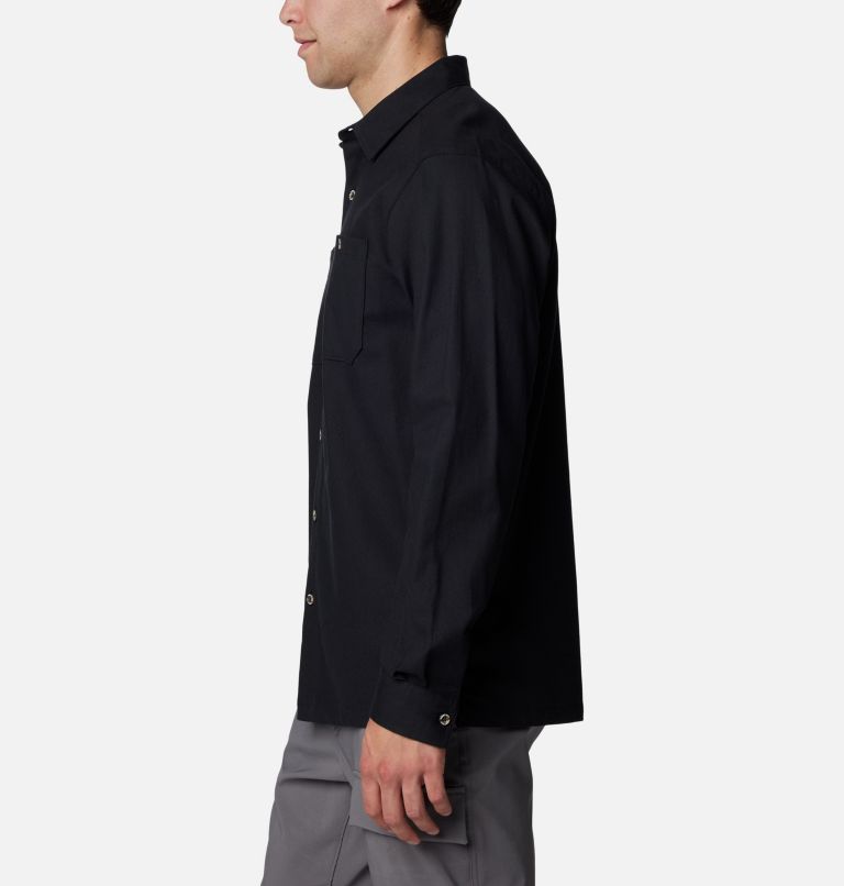 Men's Pitchstone Woven Long Sleeve Shirt, Color: Black, City Grey, image 3