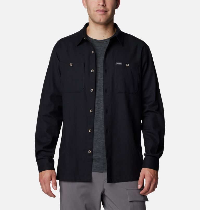 Men's Pitchstone Woven Long Sleeve Shirt, Color: Black, City Grey, image 5