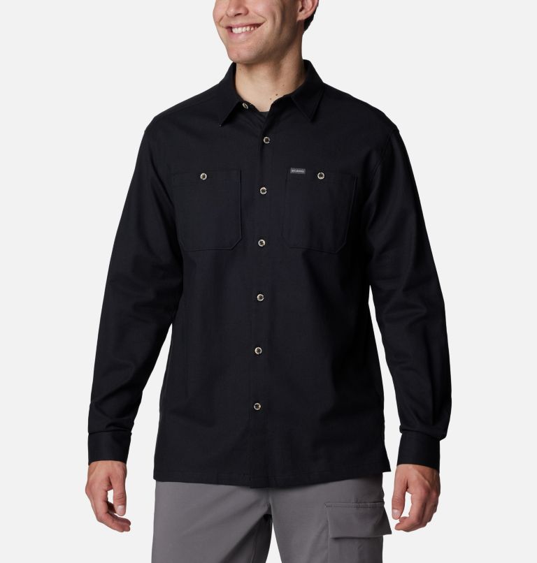 Men's Pitchstone Woven Long Sleeve Shirt, Color: Black, City Grey, image 1