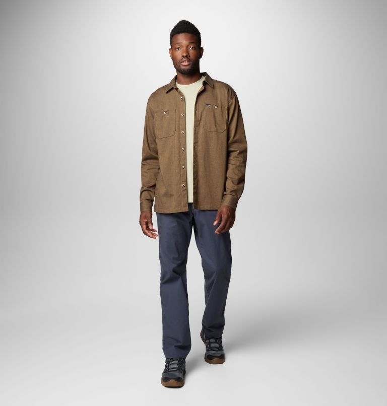 Men's Pitchstone Woven Long Sleeve Shirt, Color: Delta, Ancient Fossil, image 3
