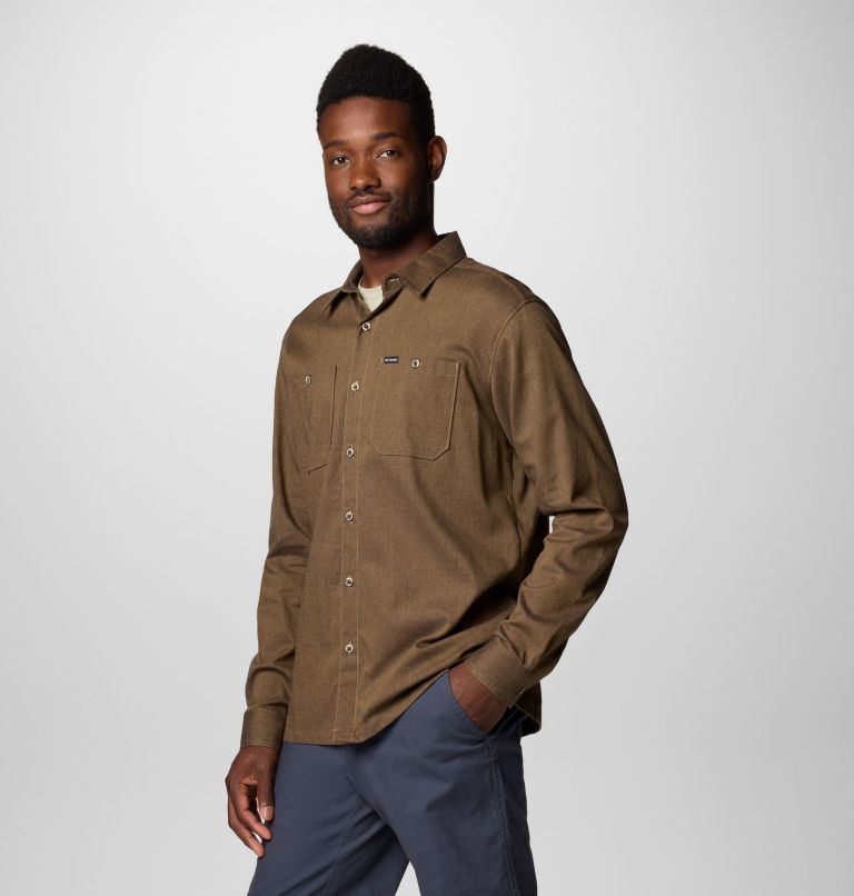 Men's Pitchstone Woven Long Sleeve Shirt, Color: Delta, Ancient Fossil, image 4