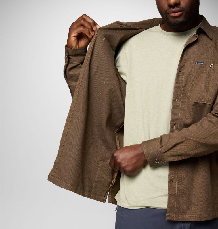 Men's Pitchstone Woven Long Sleeve Shirt, Color: Delta, Ancient Fossil, image 6
