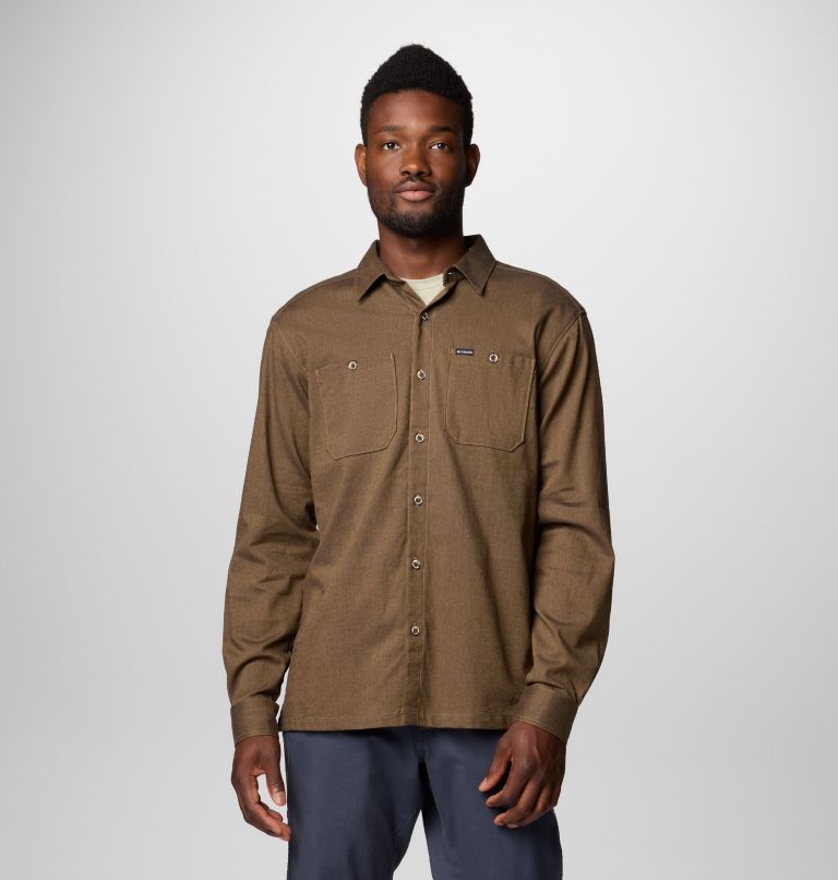Men's Pitchstone Woven Long Sleeve Shirt, Color: Delta, Ancient Fossil, image 1