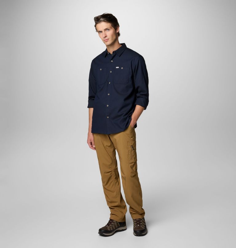 Men's Pitchstone Woven Long Sleeve Shirt, Color: Dark Mtn, Collegiate Navy, image 3