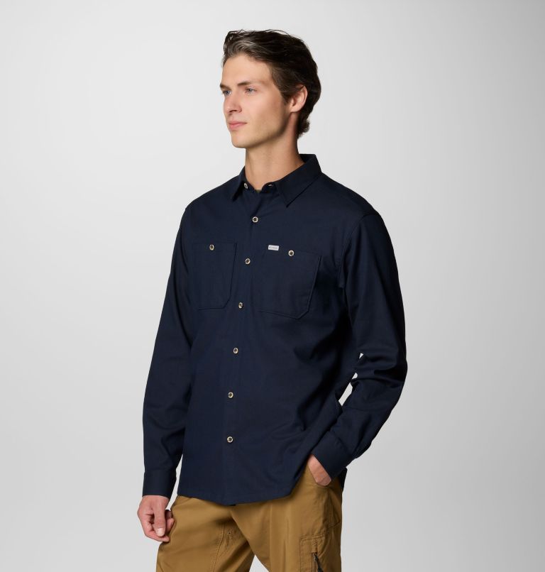 Men's Pitchstone Woven Long Sleeve Shirt, Color: Dark Mtn, Collegiate Navy, image 4