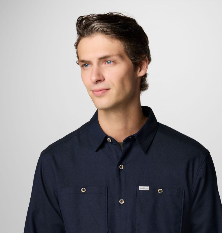 Men's Pitchstone Woven Long Sleeve Shirt, Color: Dark Mtn, Collegiate Navy, image 5