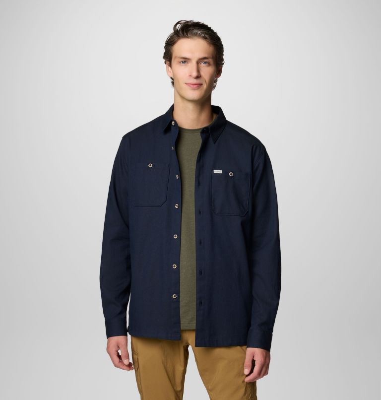 Men's Pitchstone Woven Long Sleeve Shirt, Color: Dark Mtn, Collegiate Navy, image 6