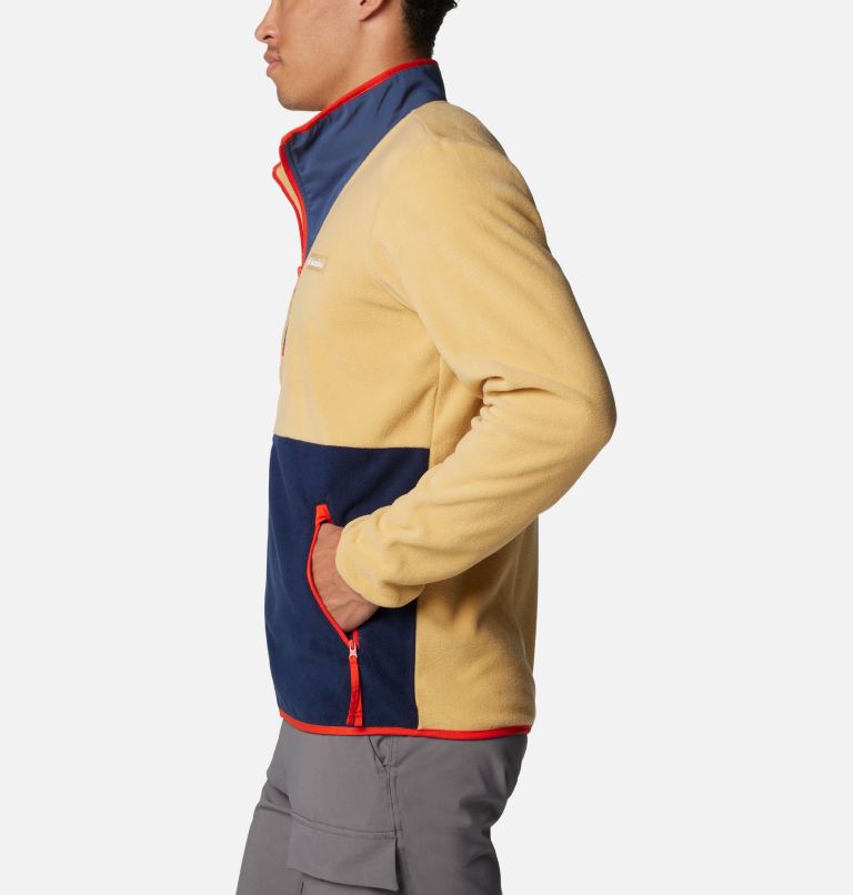 Men's Sequoia Grove Fleece Jacket, Color: Light Camel, Dark Mtn, Coll Navy, Spicy, image 3
