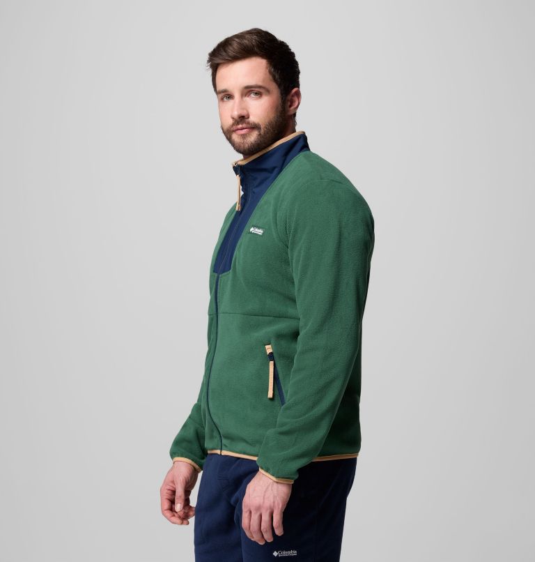 Men's Sequoia Grove Full Zip Fleece, Color: Rain Forest, Collegiate Navy, image 4