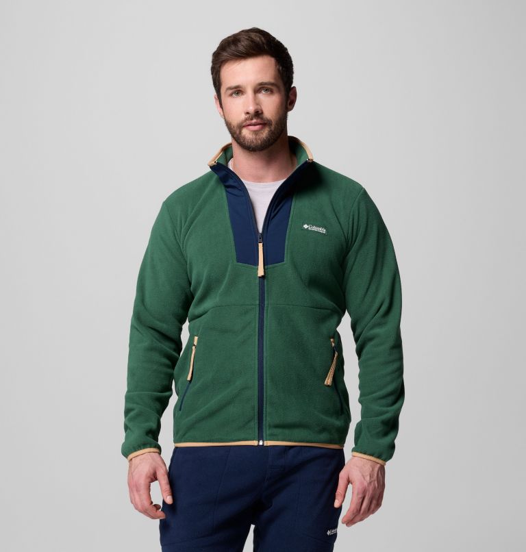 Men's Sequoia Grove Full Zip Fleece, Color: Rain Forest, Collegiate Navy, image 5