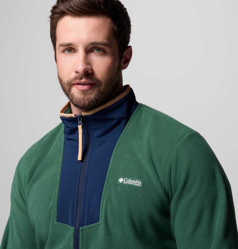 Men's Sequoia Grove Full Zip Fleece, Color: Rain Forest, Collegiate Navy, image 6