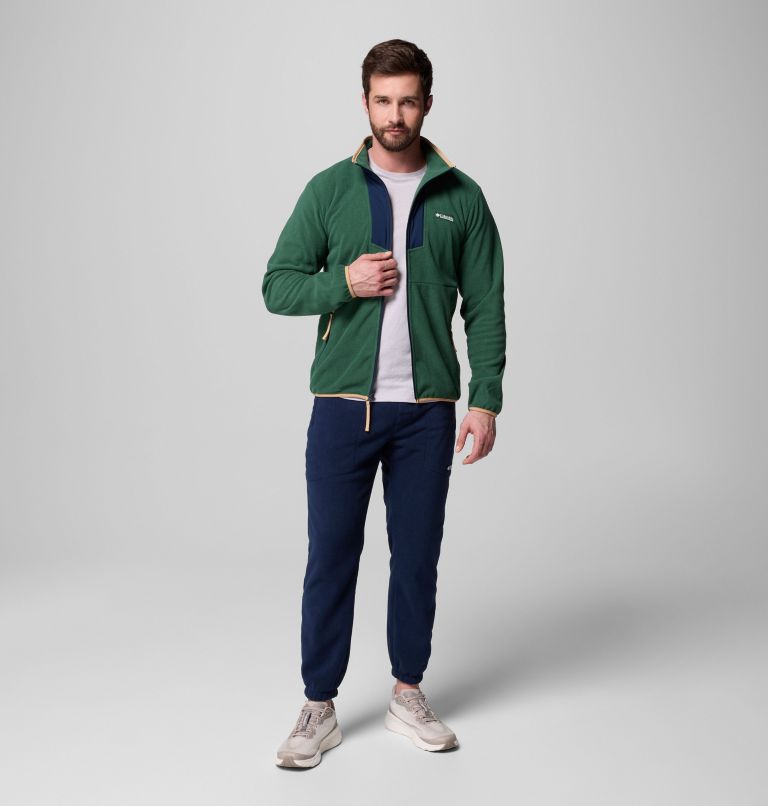 Men's Sequoia Grove Full Zip Fleece, Color: Rain Forest, Collegiate Navy, image 2