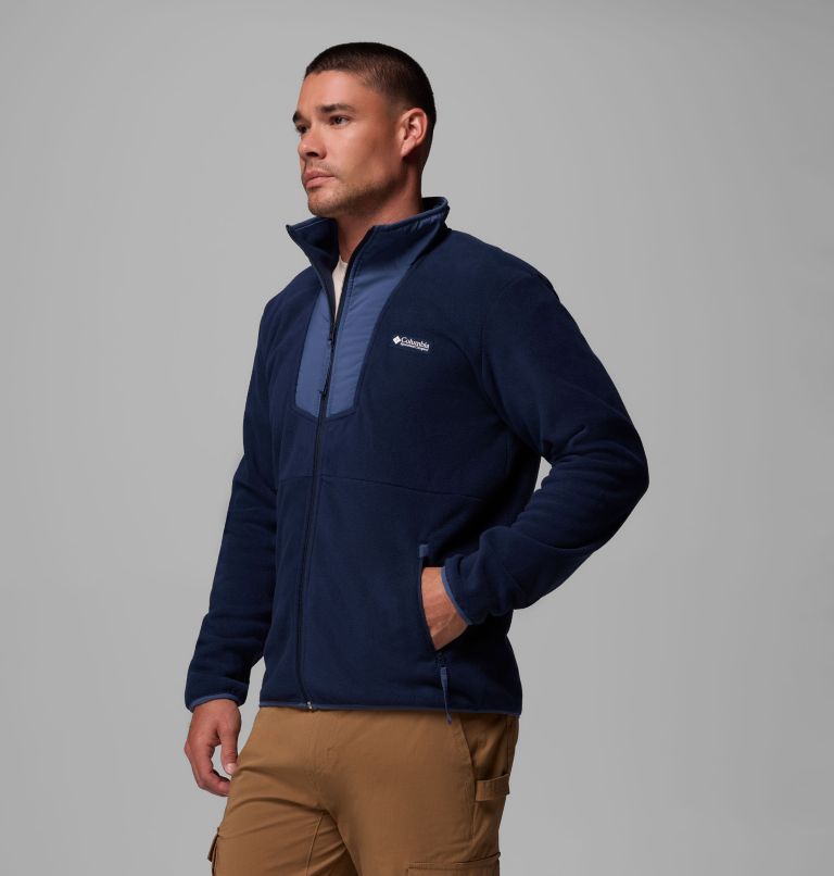 Men's Sequoia Grove Full Zip Fleece, Color: Collegiate Navy, Dark Mtn, image 4