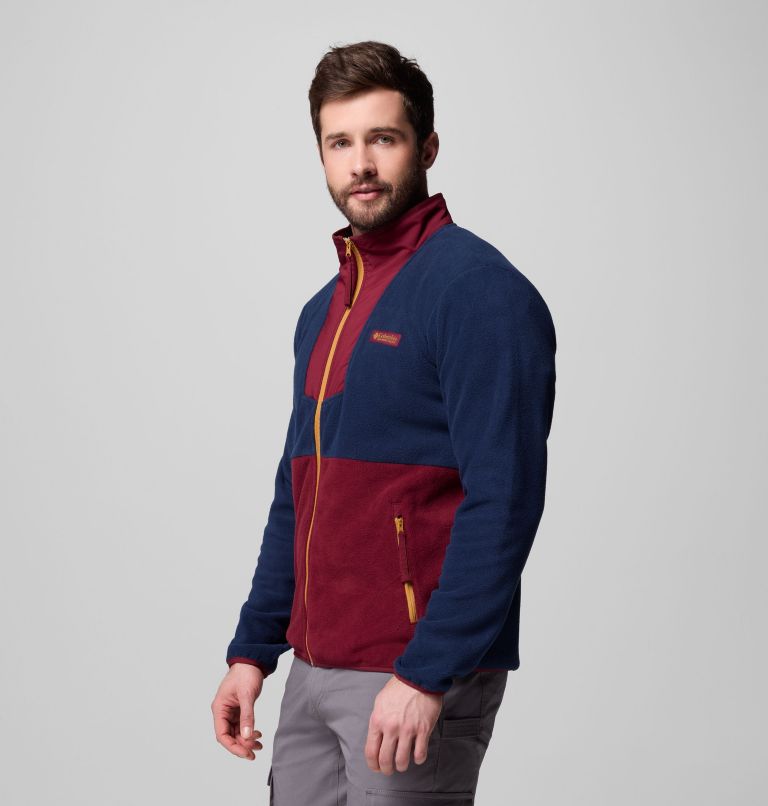 Men's Sequoia Grove Full Zip Fleece, Color: Rich Wine, Collegiate Navy, image 4