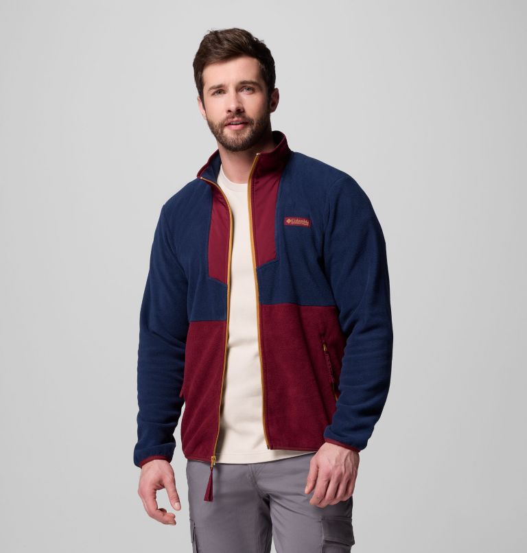 Men's Sequoia Grove Full Zip Fleece, Color: Rich Wine, Collegiate Navy, image 5