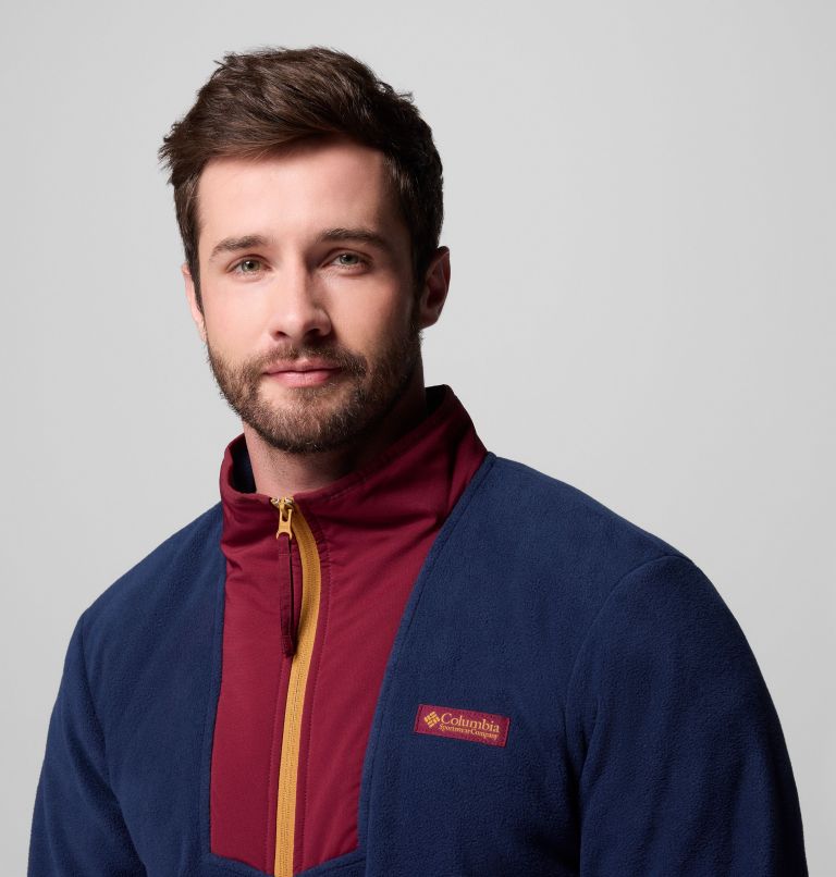 Men's Sequoia Grove Full Zip Fleece, Color: Rich Wine, Collegiate Navy, image 6