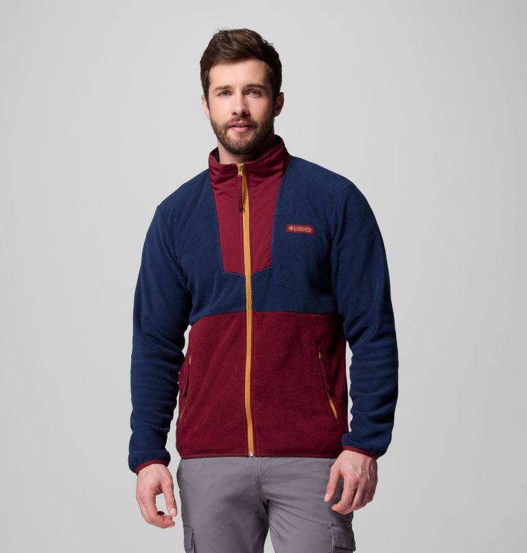Men's Sequoia Grove Full Zip Fleece, Color: Rich Wine, Collegiate Navy, image 1