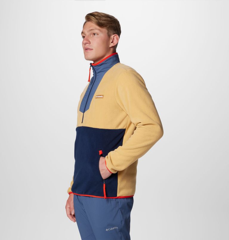 Men's Sequoia Grove Half Zip Fleece, Color: Light Camel, Dark Mtn, Coll Navy, Spicy, image 4