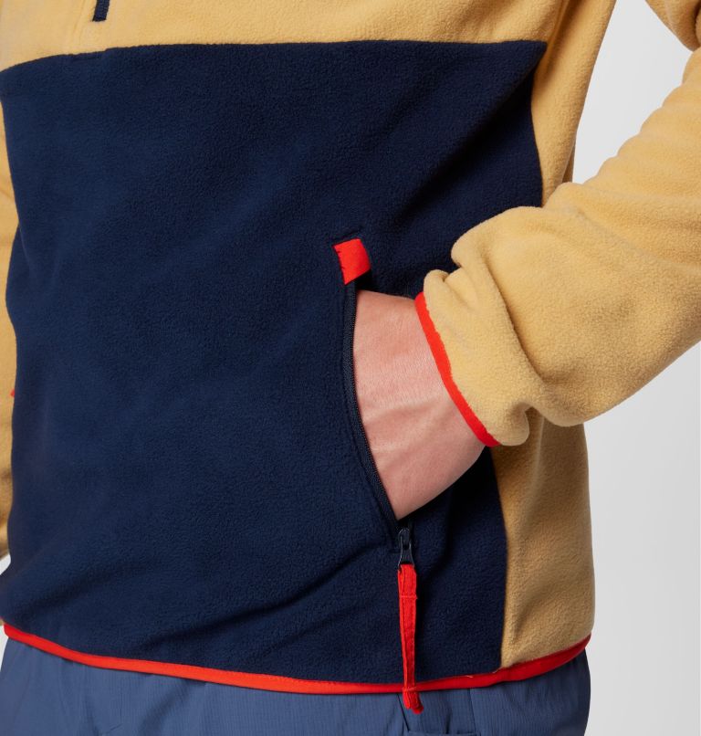 Men's Sequoia Grove Half Zip Fleece, Color: Light Camel, Dark Mtn, Coll Navy, Spicy, image 6