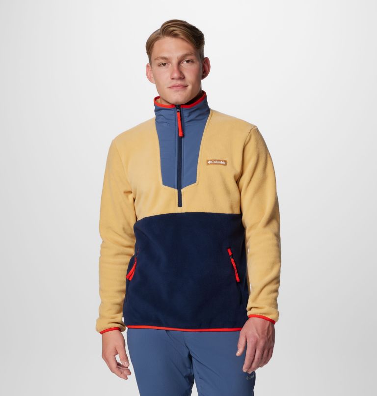 Men's Sequoia Grove Half Zip Fleece, Color: Light Camel, Dark Mtn, Coll Navy, Spicy, image 1