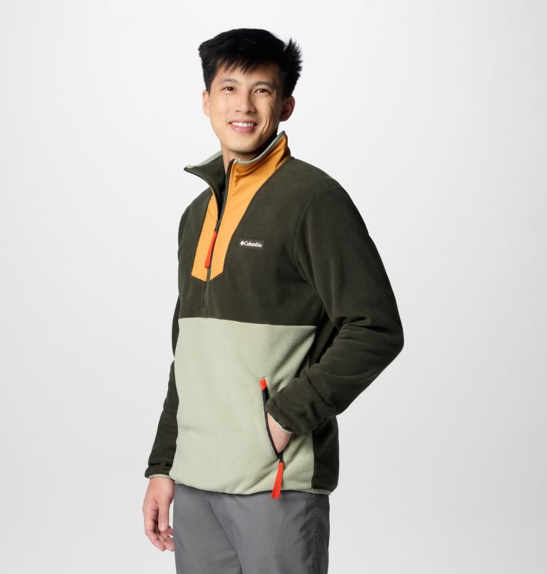 Men's Sequoia Grove Half Zip Fleece, Color: Greenscape, Sunstone, Safari, Spicy Pull, image 4