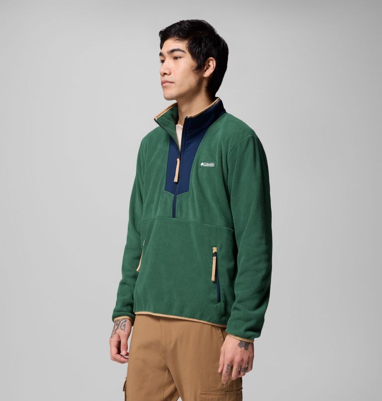 Men's Sequoia Grove Half Zip Fleece, Color: Rain Forest, Coll Navy, image 4