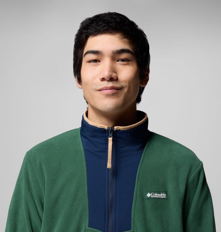 Men's Sequoia Grove Half Zip Fleece, Color: Rain Forest, Coll Navy, image 5