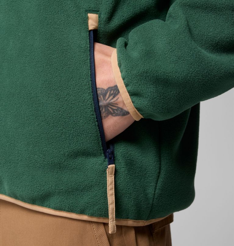 Men's Sequoia Grove Half Zip Fleece, Color: Rain Forest, Coll Navy, image 6