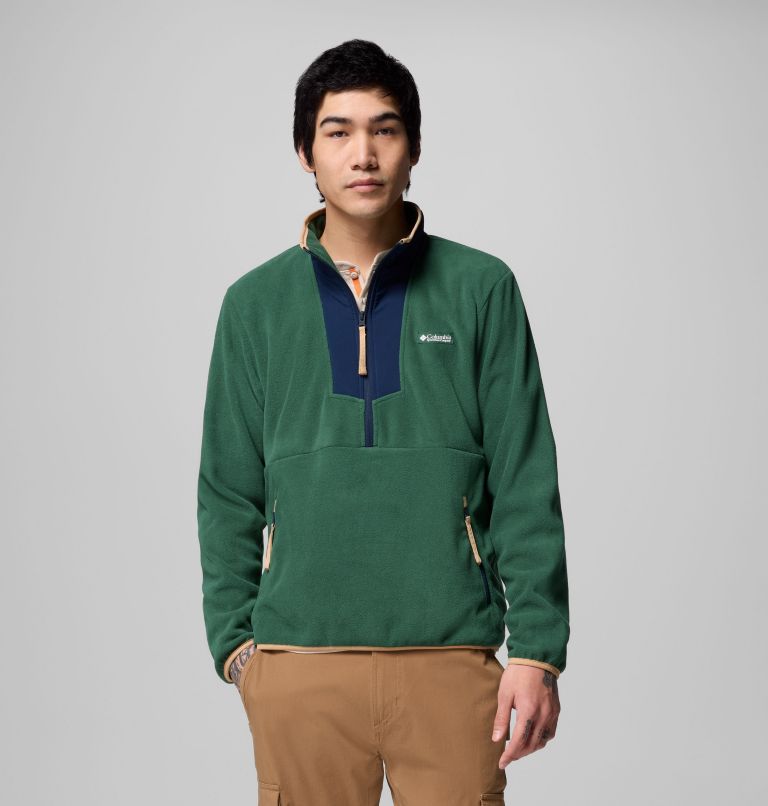 Men's Sequoia Grove Half Zip Fleece, Color: Rain Forest, Coll Navy, image 1