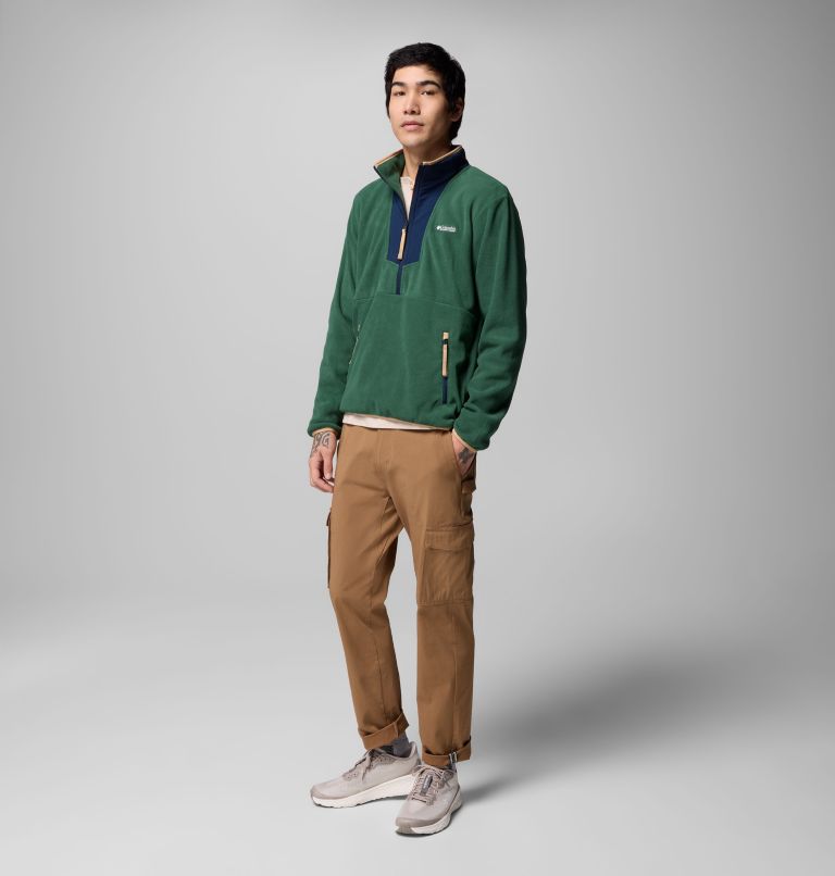 Men's Sequoia Grove Half Zip Fleece, Color: Rain Forest, Coll Navy, image 2
