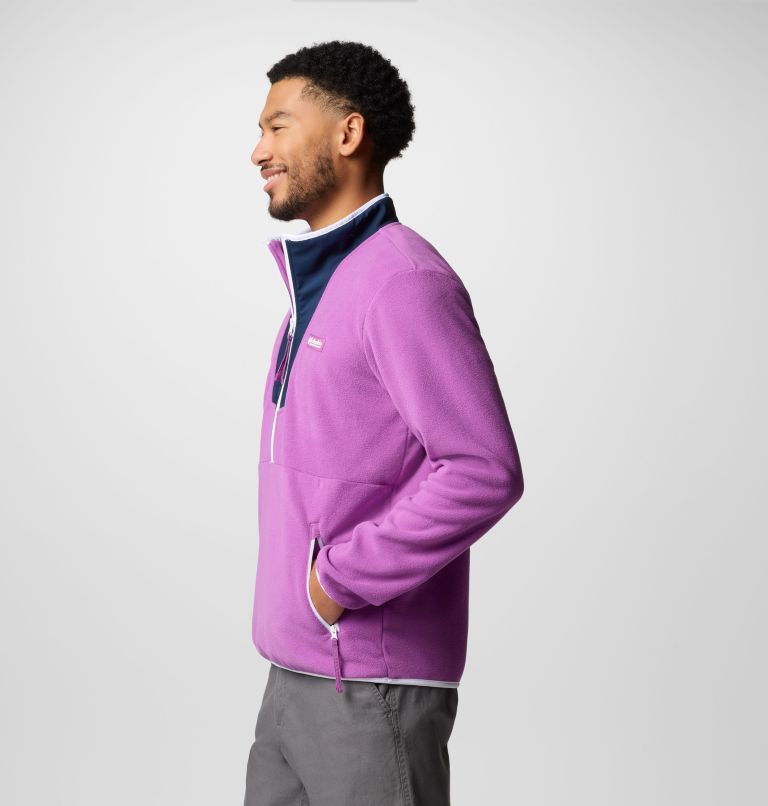 Men's Sequoia Grove Half Zip Fleece, Color: Razzle, Coll Navy, image 3