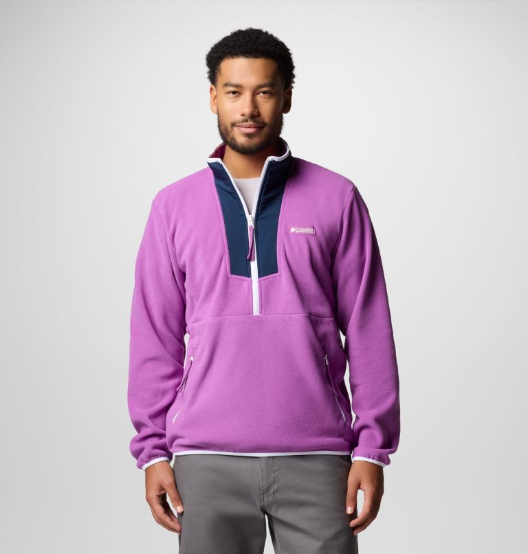 Men's Sequoia Grove Half Zip Fleece, Color: Razzle, Coll Navy, image 1
