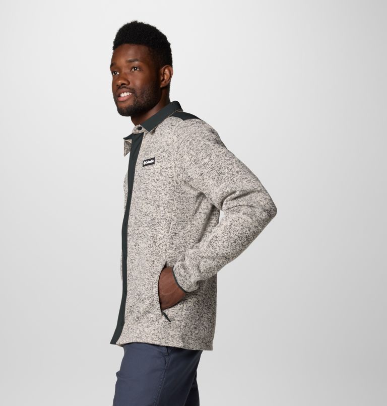 Men's Sweater Weather II Shirt Jacket, Color: Dark Stone Heather, Ancient Fossil, image 4