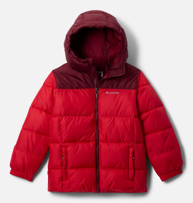 Kids' Puffect Hooded Jacket, Color: Mountain Red, Rich Wine, image 1
