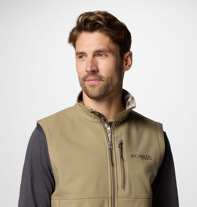 Men's PHG Ascender II Softshell Vest, Color: Flax, Timberwoods Camo, image 5