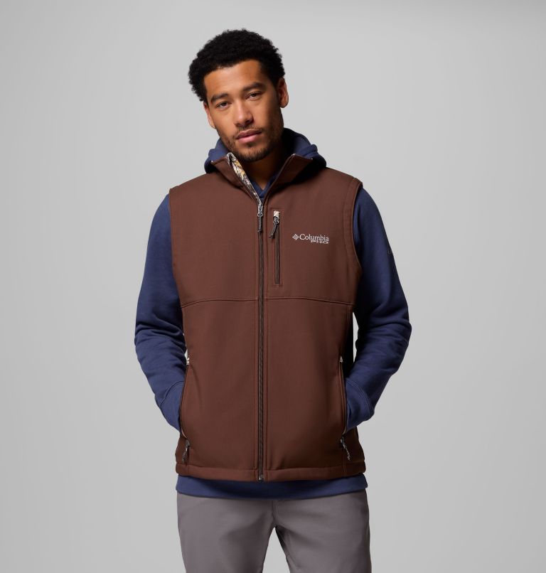 Men's PHG Ascender II Softshell Vest, Color: Tobacco, Timberwoods Camo, image 1
