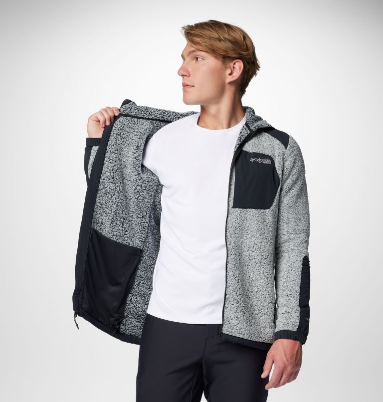 Manteau en polaire avec fermeture éclair pleine longueur en sherpa Arctic Crest pour hommes, Color: White, Black, image 6