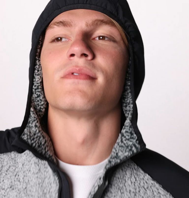 Manteau en polaire avec fermeture éclair pleine longueur en sherpa Arctic Crest pour hommes, Color: White, Black