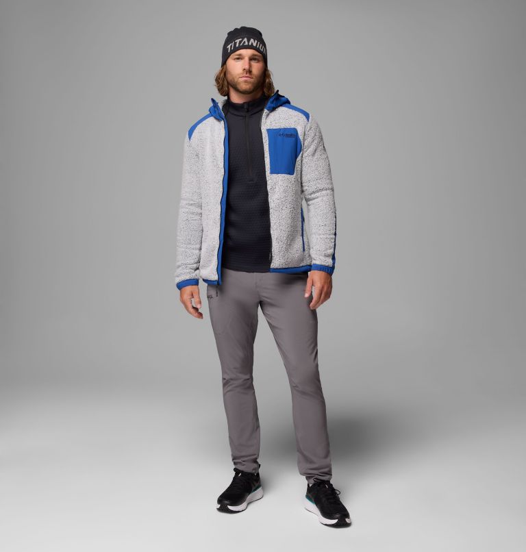 Men's Arctic Crest Sherpa Full Zip Fleece Jacket, Color: Mountain Blue, White, image 2