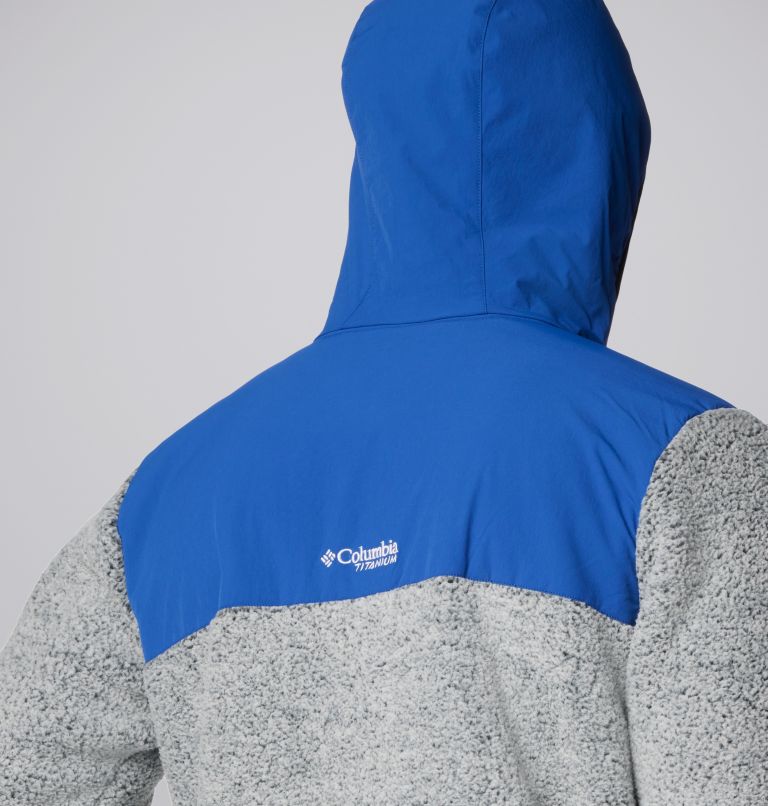 Men's Arctic Crest Technical Hooded Fleece Jacket, Color: Mountain Blue, White, image 5
